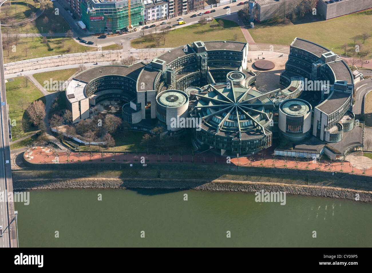 Luftaufnahme, Landtag in der Nähe der TV Turm, Düsseldorf, Rheinland, Nordrhein-Westfalen Stockfoto