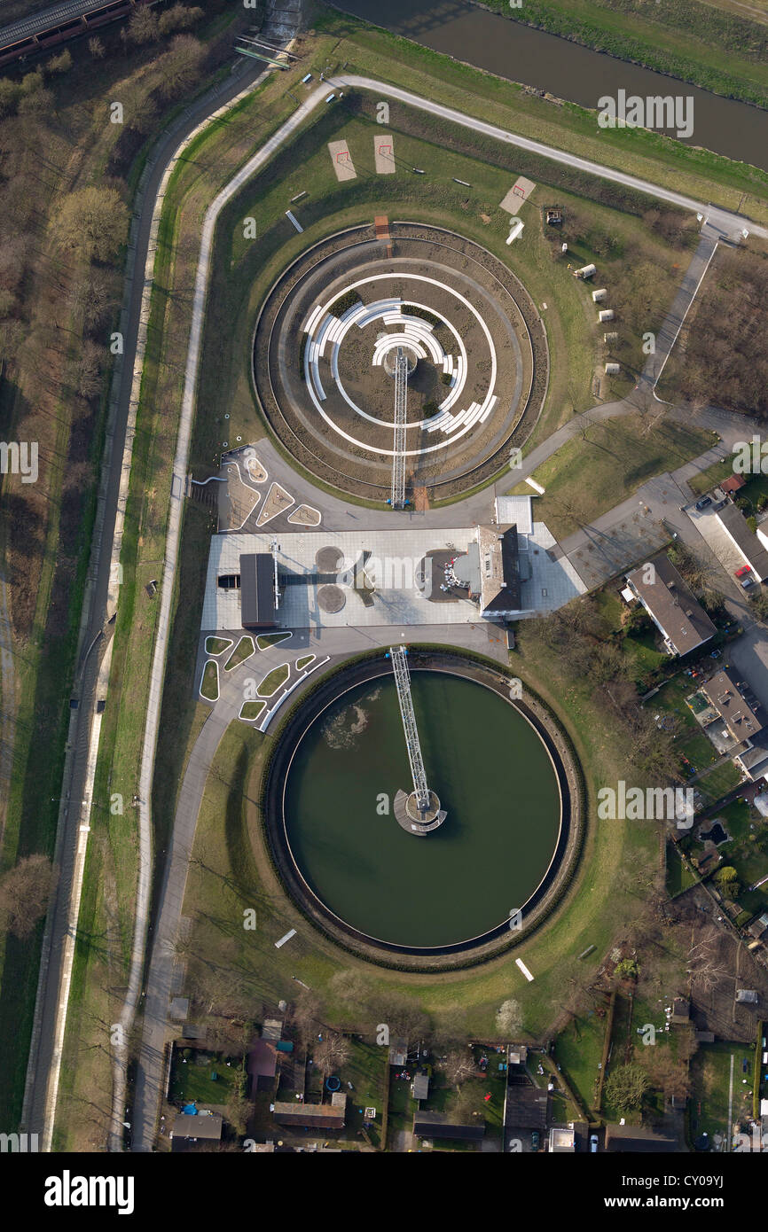Luftbild, ehemaliger Emscher-Klärwerk, BernePark, Bottrop, Ruhrgebiet, Nordrhein-Westfalen Stockfoto