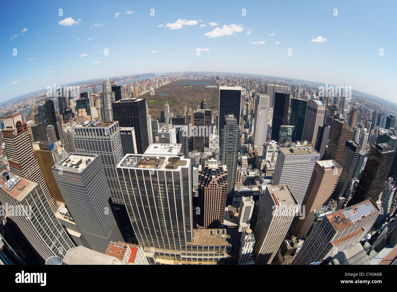 Blick vom Rockefeller Center über die Skyline mit Central Park, New York City, New York, USA, Nordamerika Stockfoto