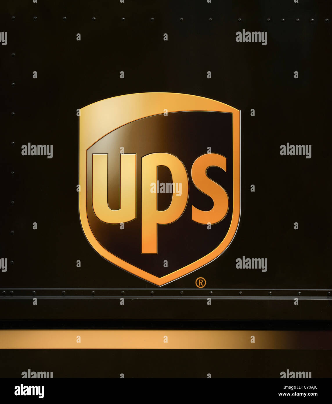 Logo, UPS, United Parcel Service Stockfoto