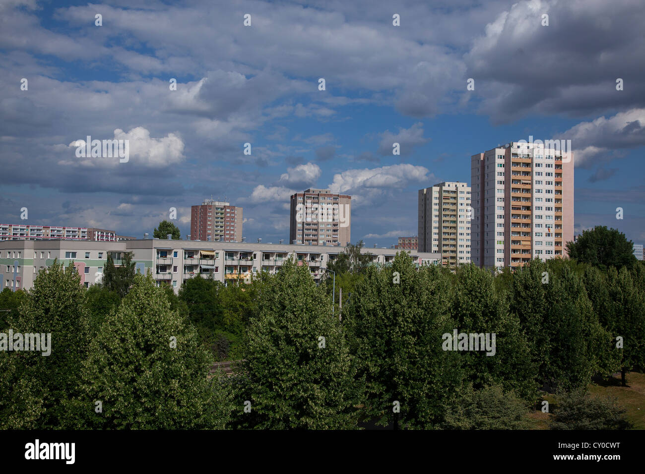 Industrialisierten Wohnblocks, Wohngebiet, Erfurt, Thüringen Stockfoto