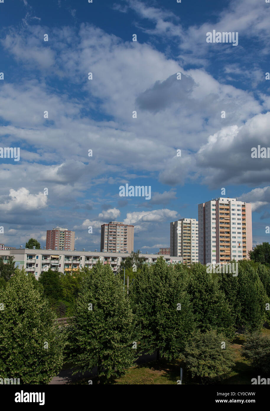 Industrialisierten Wohnblocks, Wohngebiet, Erfurt, Thüringen Stockfoto