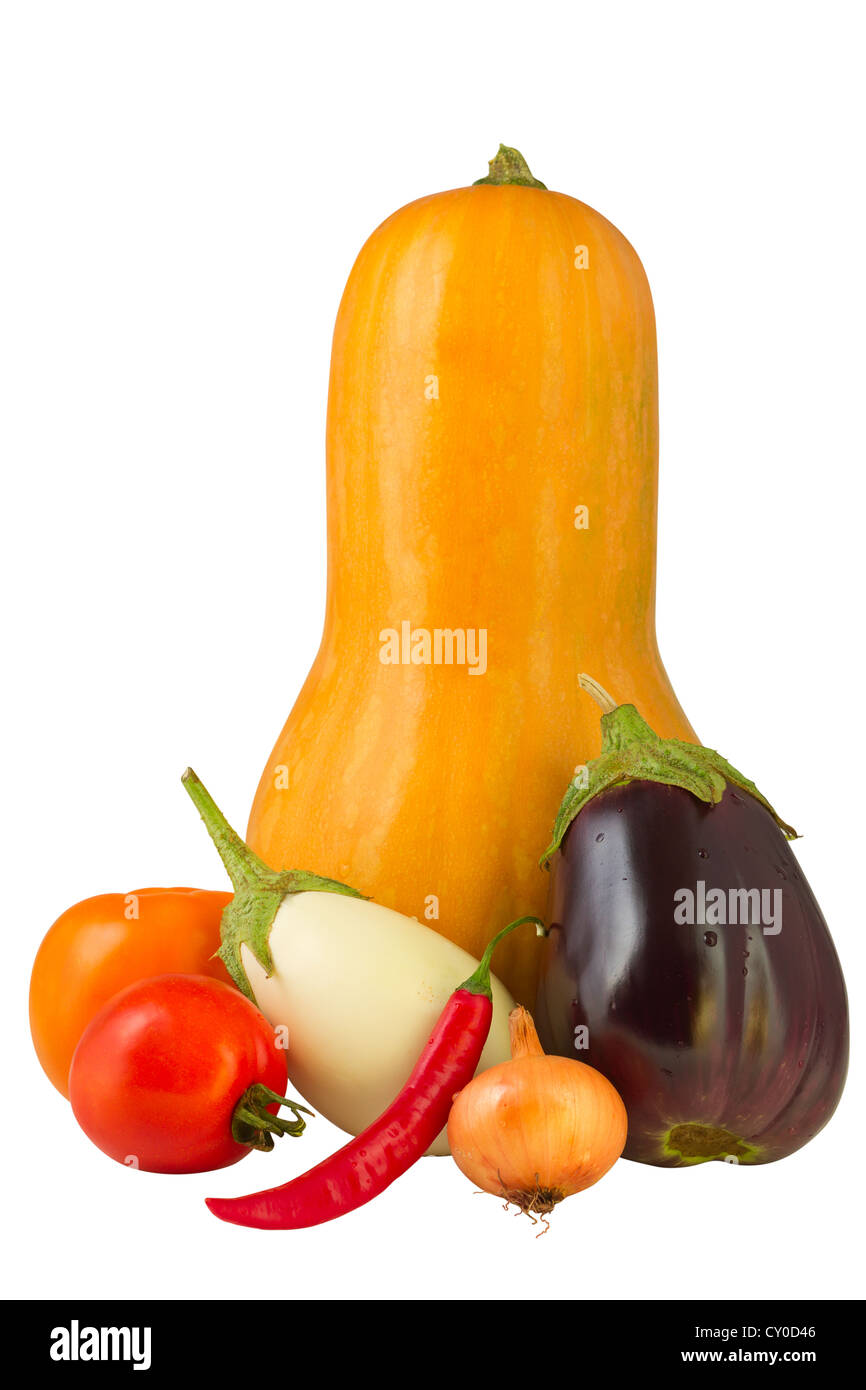 Frisches Gemüse isoliert auf weißem Hintergrund Stockfoto