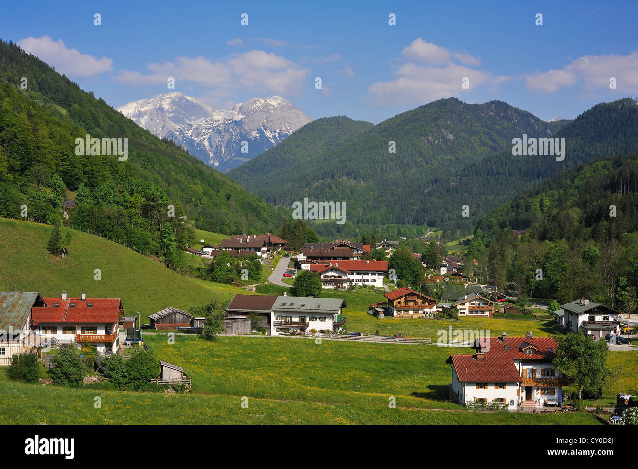Ramsau und die Berchtesgadener Alpen, Ramsau, Bayern, Oberbayern Stockfoto