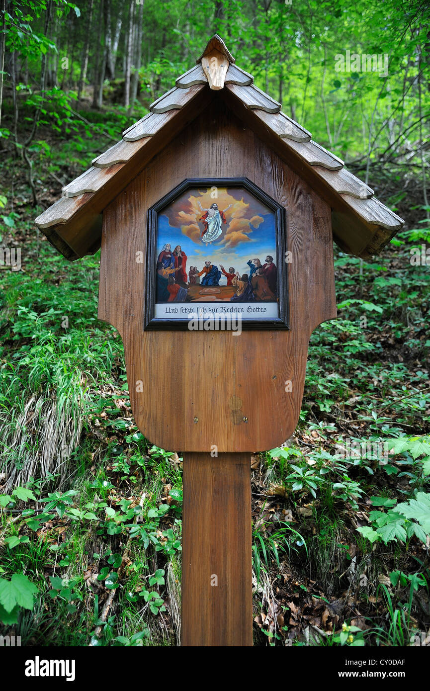 Bild von der 12. Station des Kreuzweges, und er setzte sich an der rechten Seite von Gott, Ramsau, Bayern, Oberbayern Stockfoto