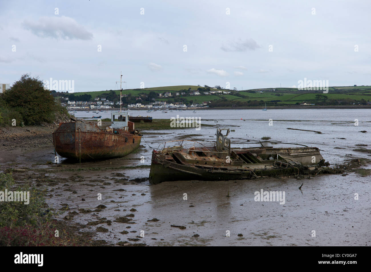 Rostende Boote, N Devon, UK Stockfoto