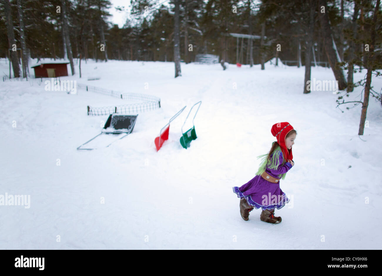 Sami Mädchen in Finnland Stockfoto