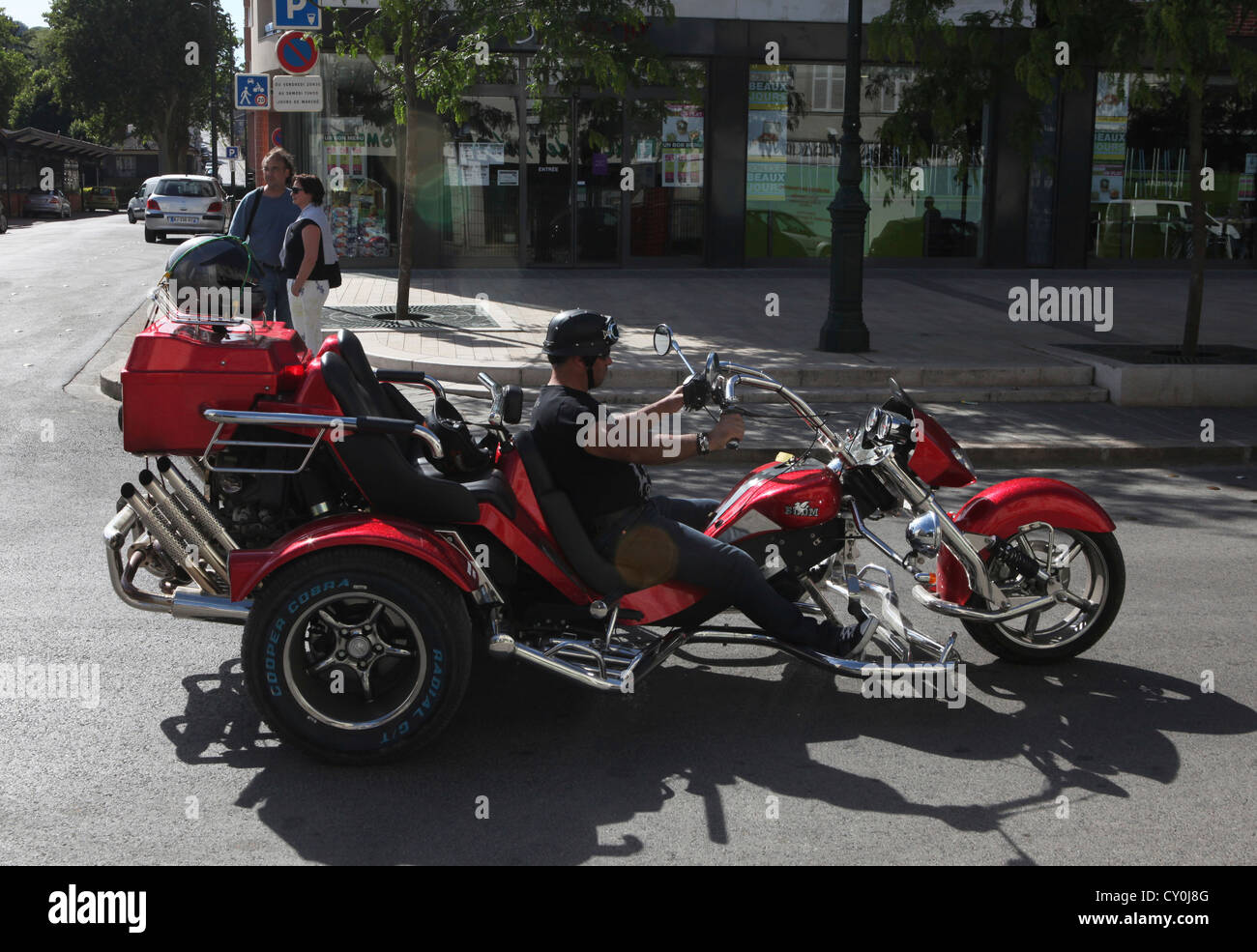 Motorradfahrer in Frankreich Stockfoto