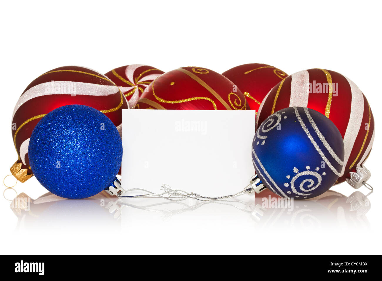 Weihnachtskugeln mit leeren Karte für Ihren text Stockfotografie Alamy