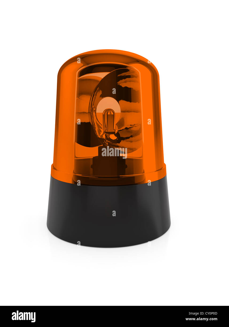 3D Render orange blinkendes Licht auf weißem Hintergrund Stockfoto