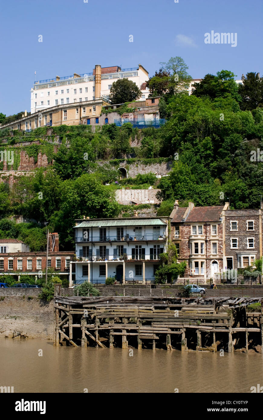 Clifton und Fluß Avon an der Flut Bristol in England Stockfoto