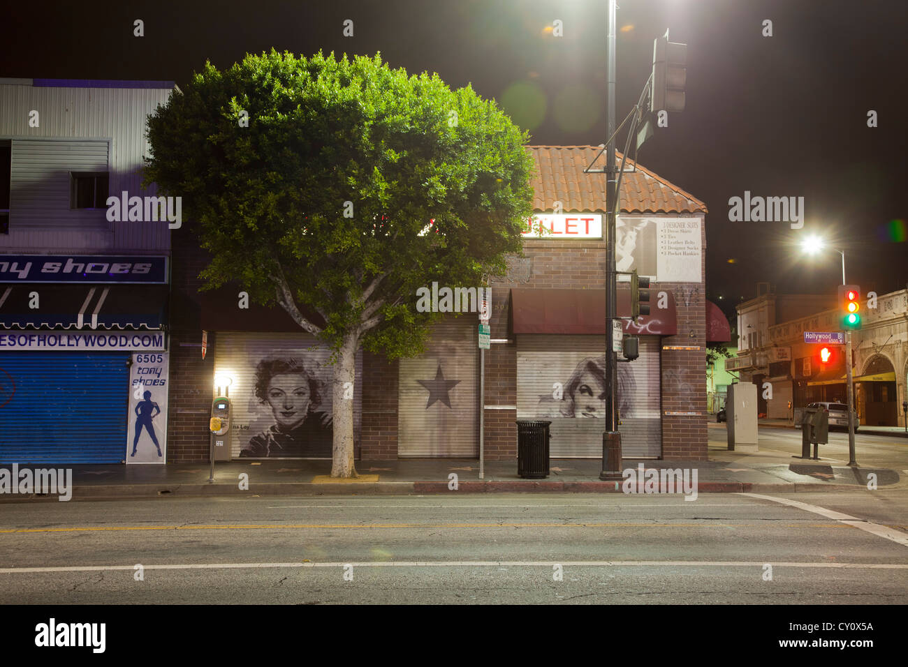 Hollywood Boulevard in der Nacht. Hollywood, Kalifornien, USA Stockfoto