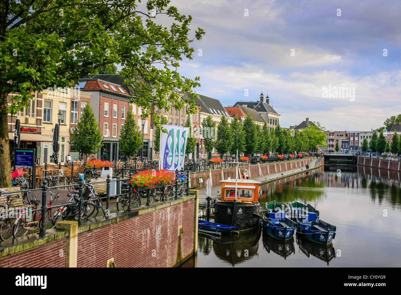 Blick von der Brücke der Vismarkt Straat in Breda Holland Stockfoto