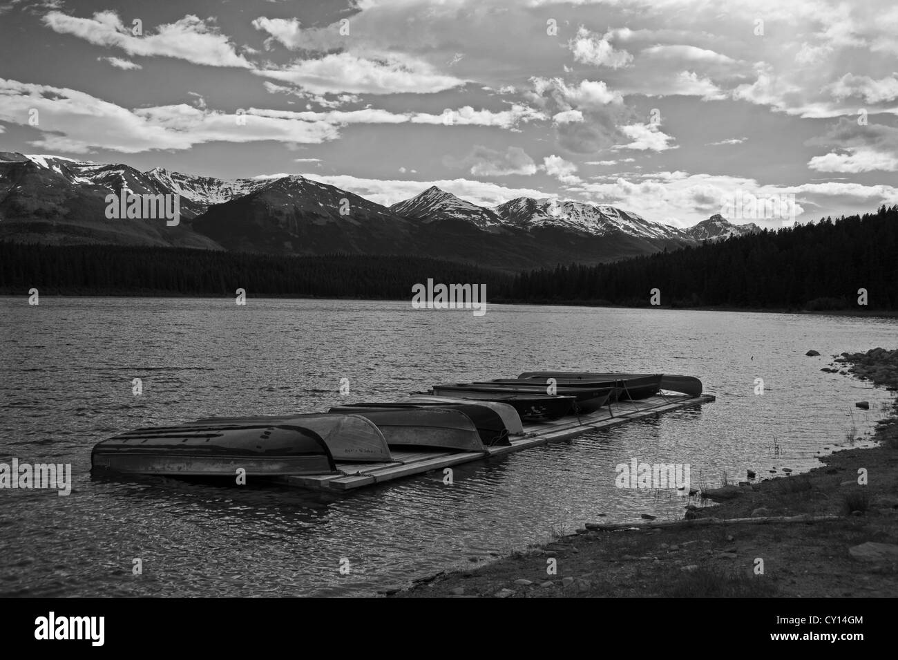Pyramid Lake View in der Nähe von Jasper, Alberta, Kanada Stockfoto