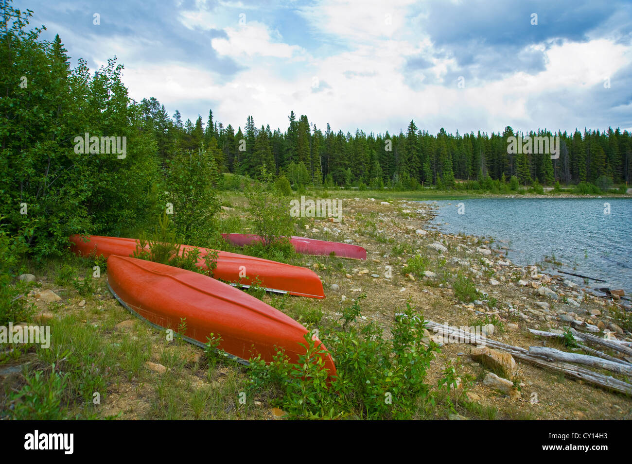 Pyramid Lake View in der Nähe von Jasper, Alberta, Kanada Stockfoto