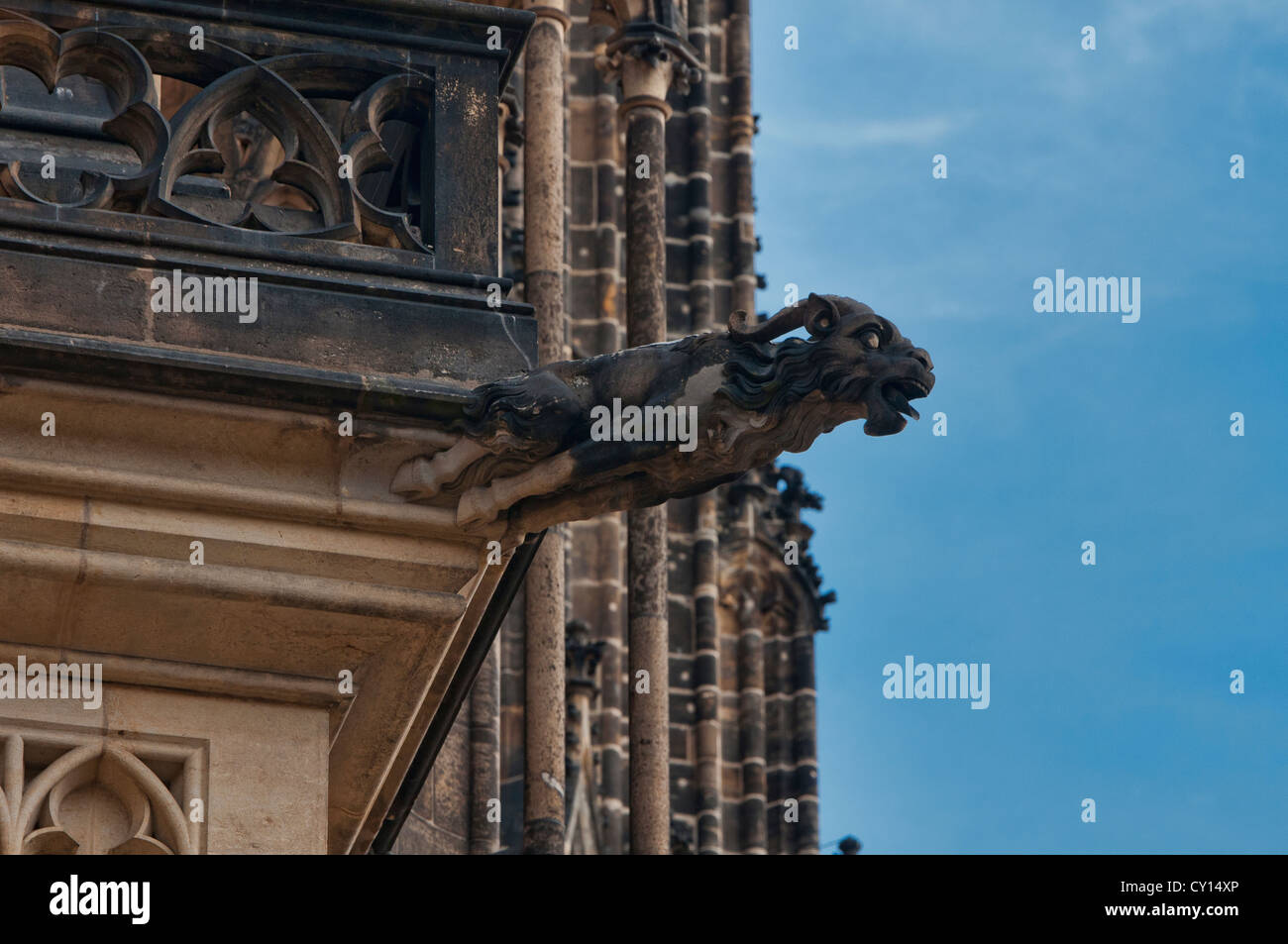 Wasserspeier auf St Vitus Cathedral auf der Prager Burg, Prag, Tschechische Republik Stockfoto
