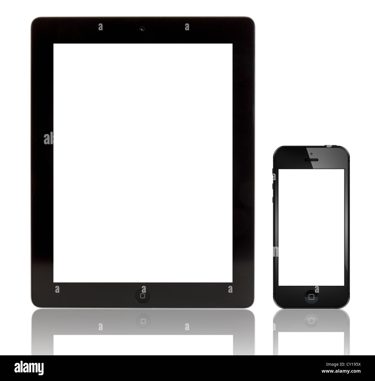 iPad und iPhone 5 mit leerer Bildschirm Stockfoto