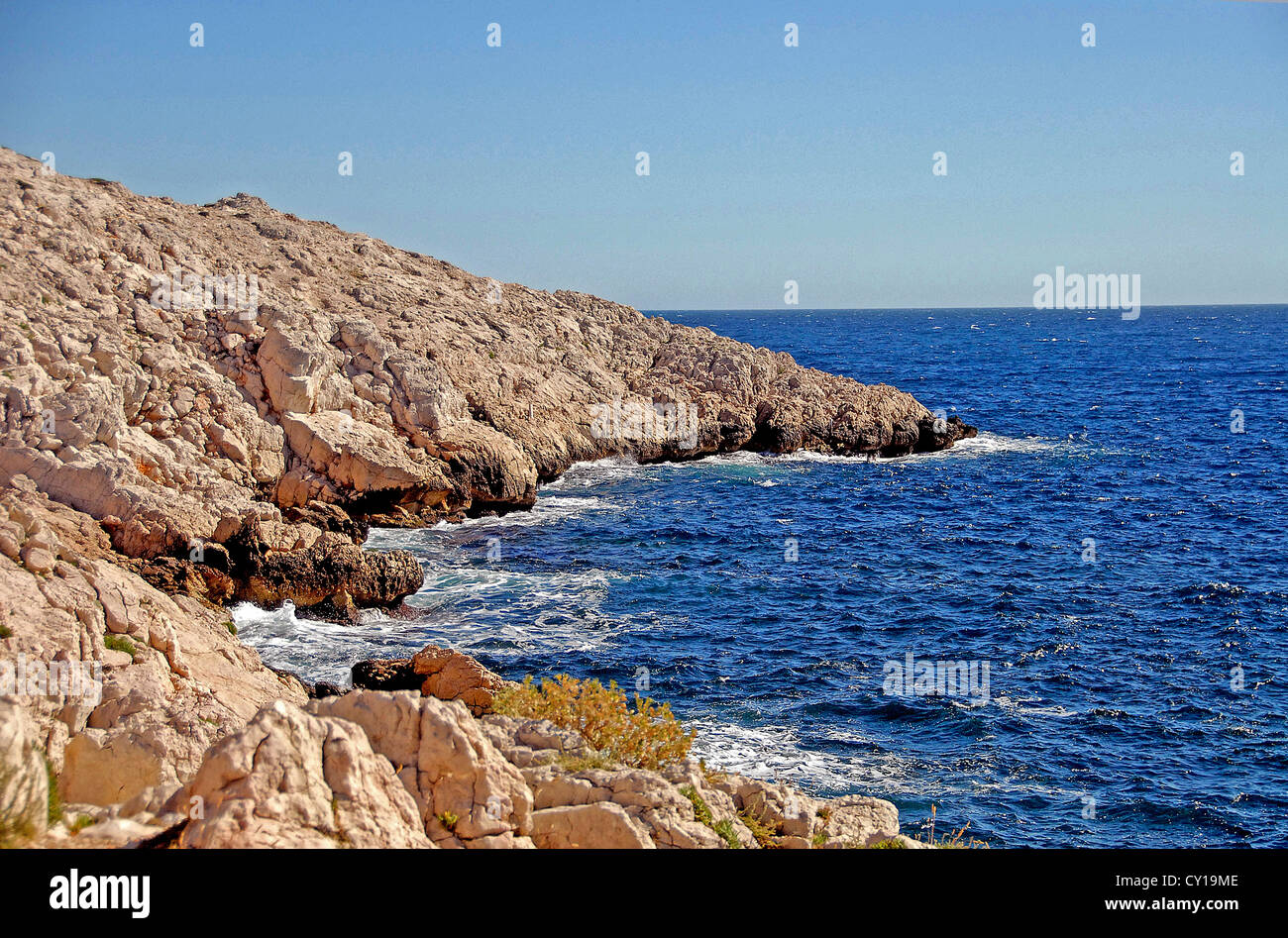Küste, Mittelmeer, Bouches-du-Rhone, Provence Alpes Cote d'Azur, Frankreich Stockfoto