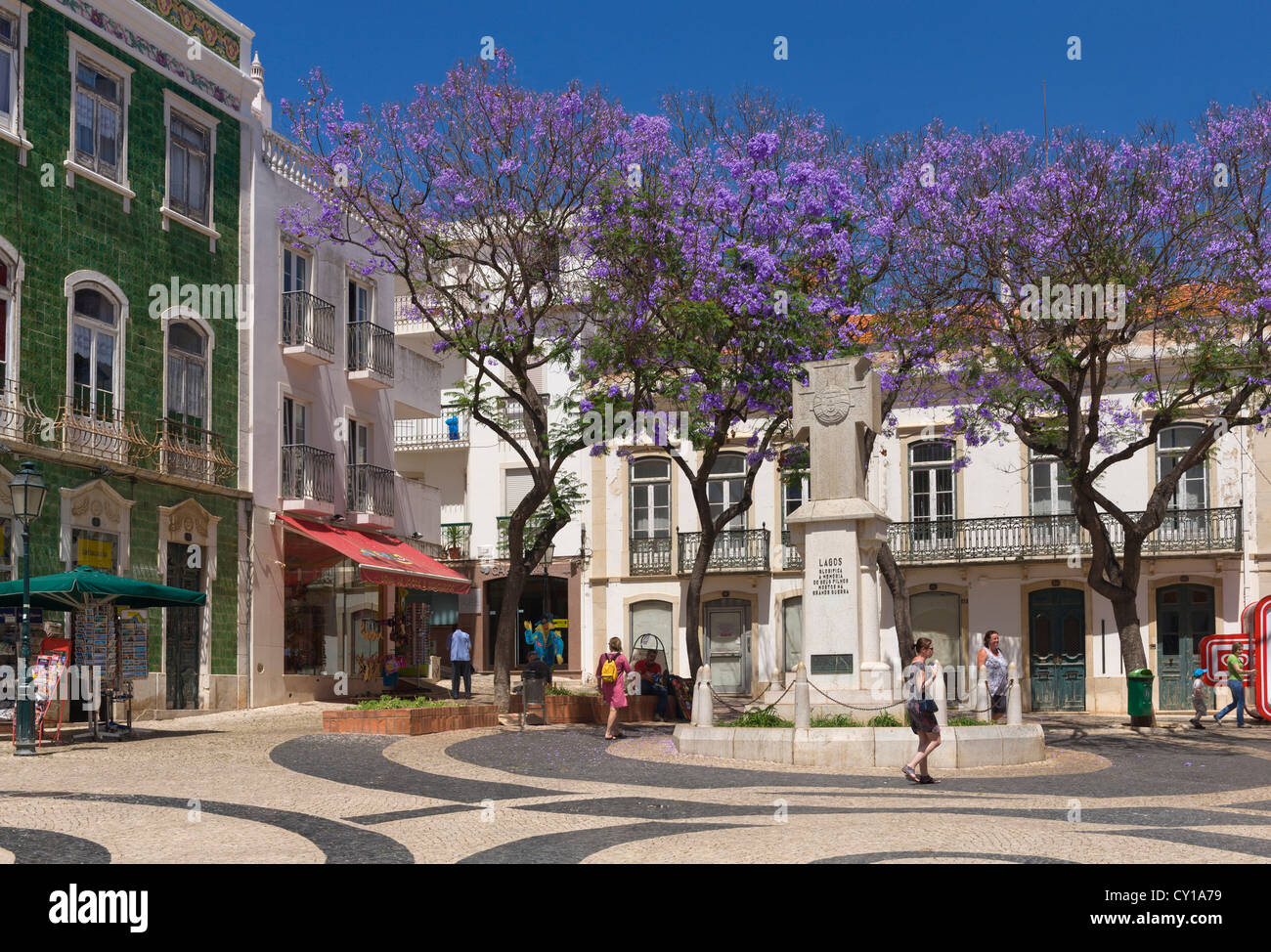 Portugal, Algarve, Lagos, Largo de Camões Square im Herzen der Altstadt Stockfoto