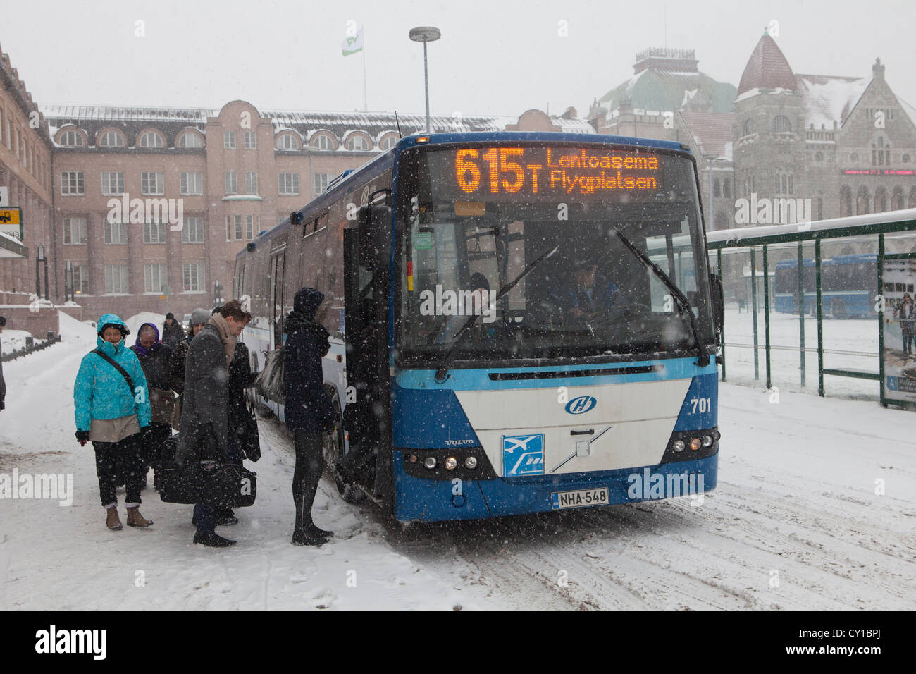 Busstation in Helsinki Stockfoto