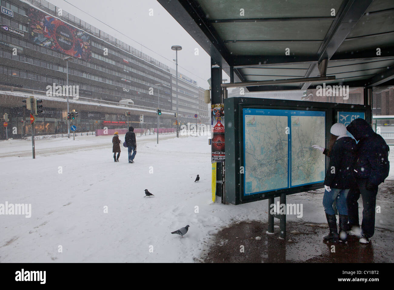 Busstation in Helsinki Stockfoto