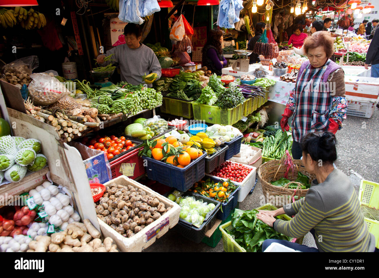 Gemüsemarkt in Hongkong Stockfoto
