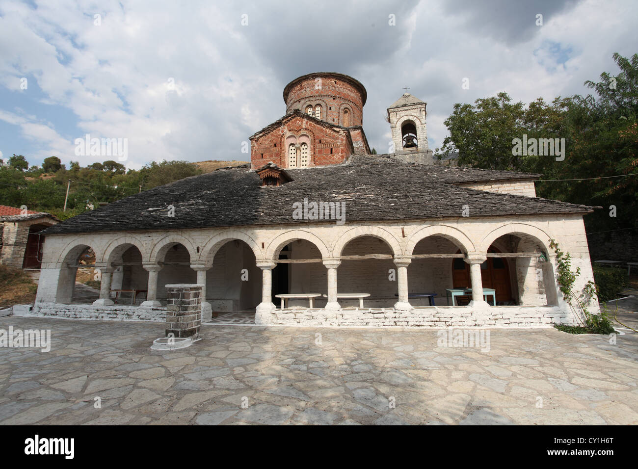 St Marys 6. Jahrhundert Kirche im kleinen albanischen Dorf Labova e Kryqit oder Labova des Kreuzes Stockfoto