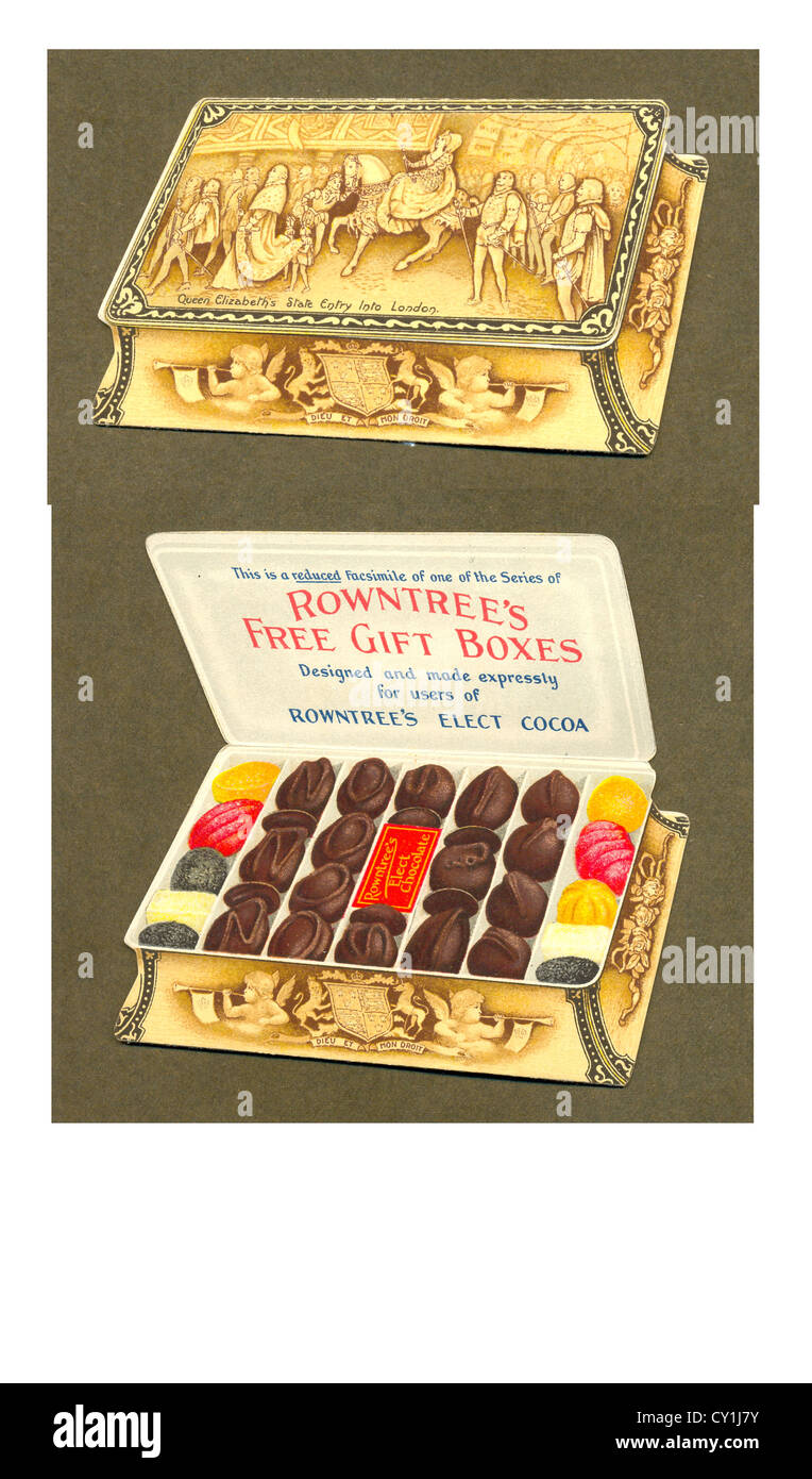 Sterben Sie geschnittene Werbung für Rowntree Geschenkbox Schokolade Stockfoto