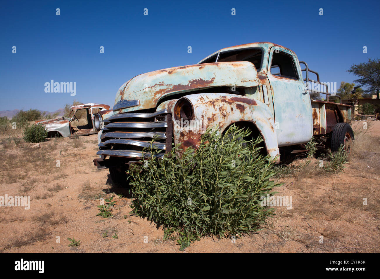 alte Auto-Wrack bei Solitair, namibia Stockfoto