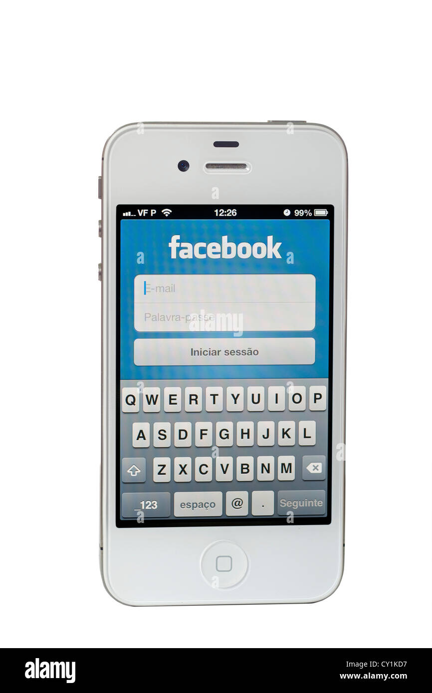 Facebook-Anwendung auf Iphone 4 s Stockfoto