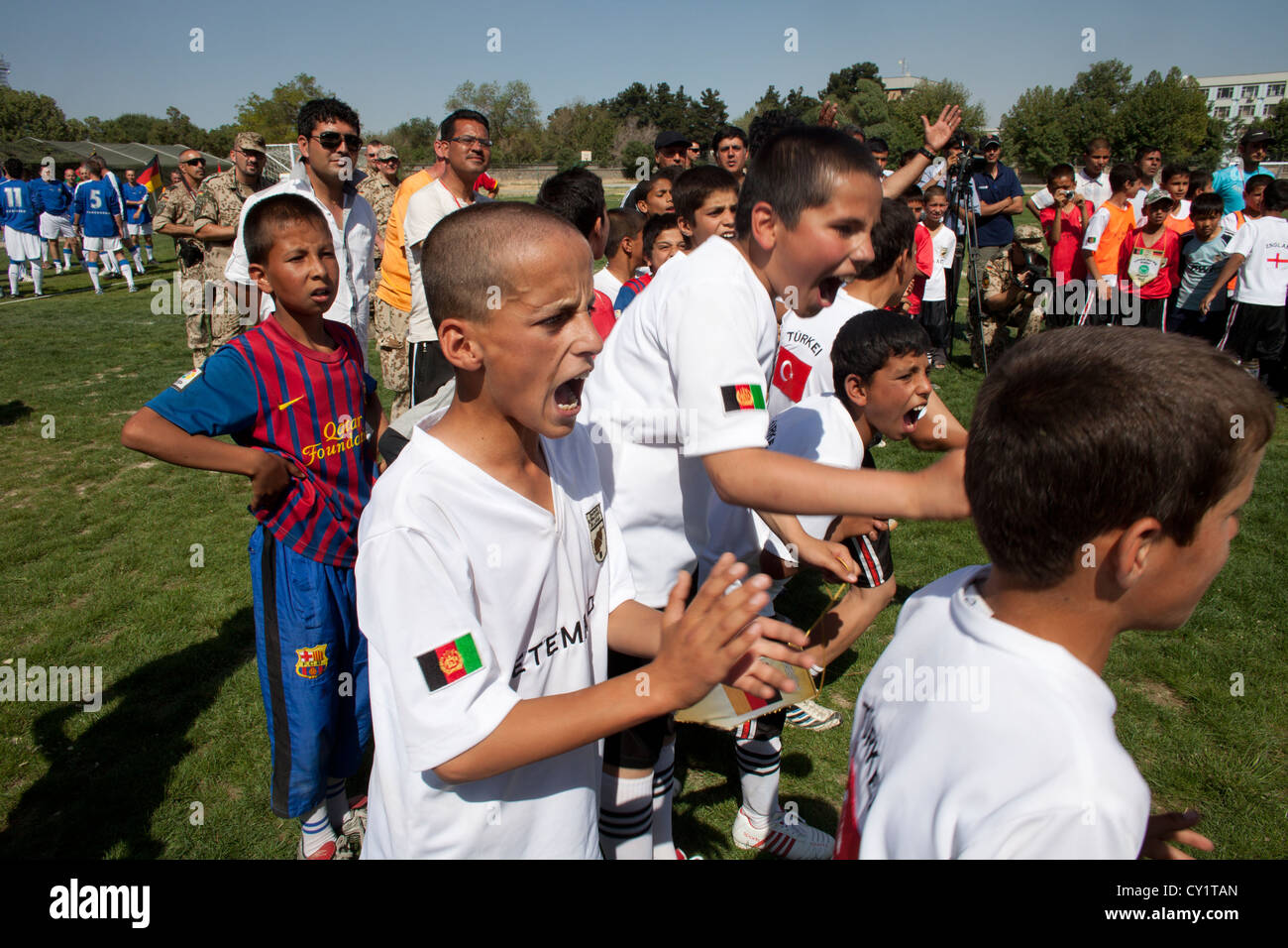 Spieler Fußball Feld afghanischen Türkei Fußball spielen Stockfoto