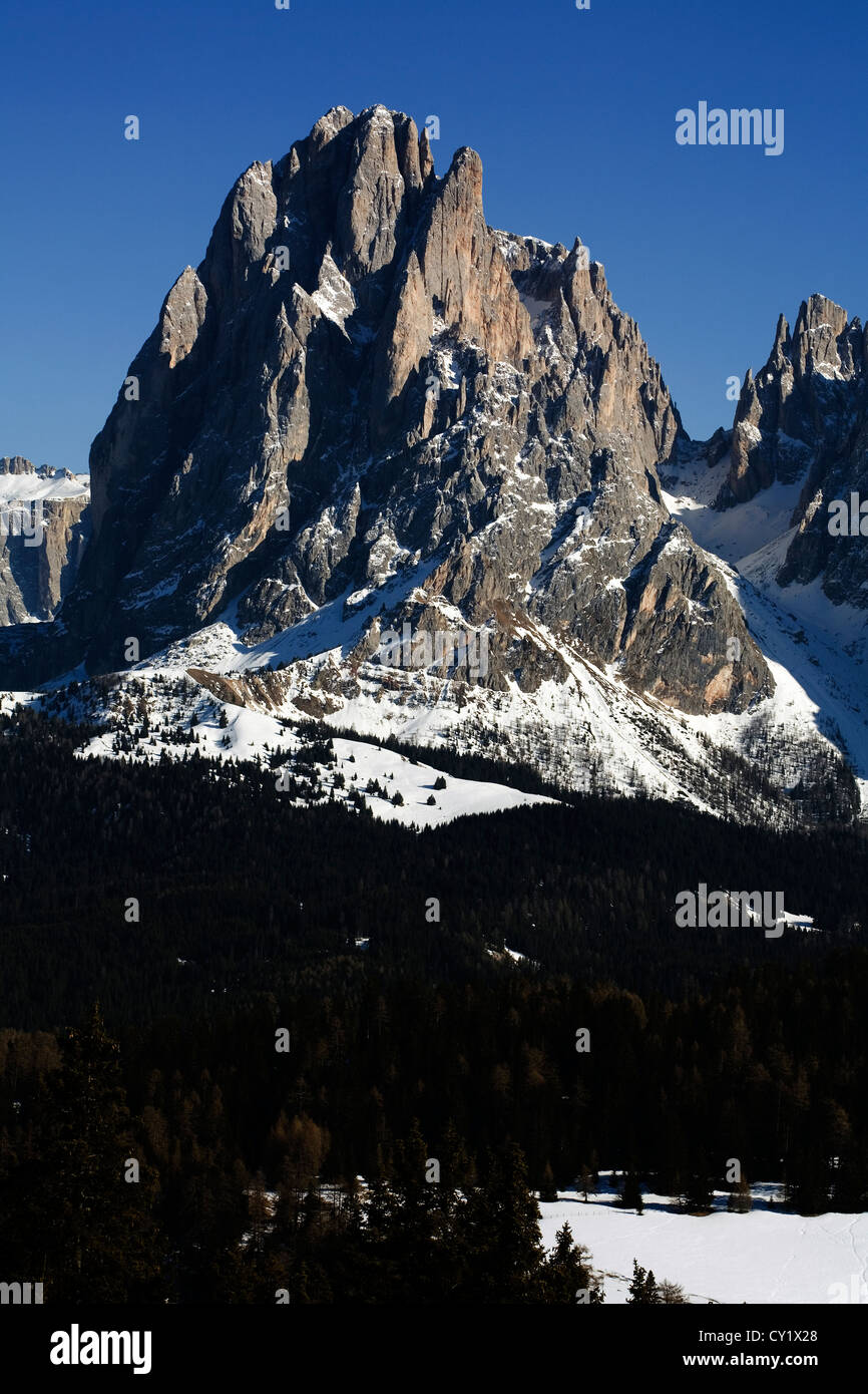 Langkofel Langkofel und Sasso Piatto Plattkofels Sasplat Selva Val Gardena Dolomiten Italien Stockfoto