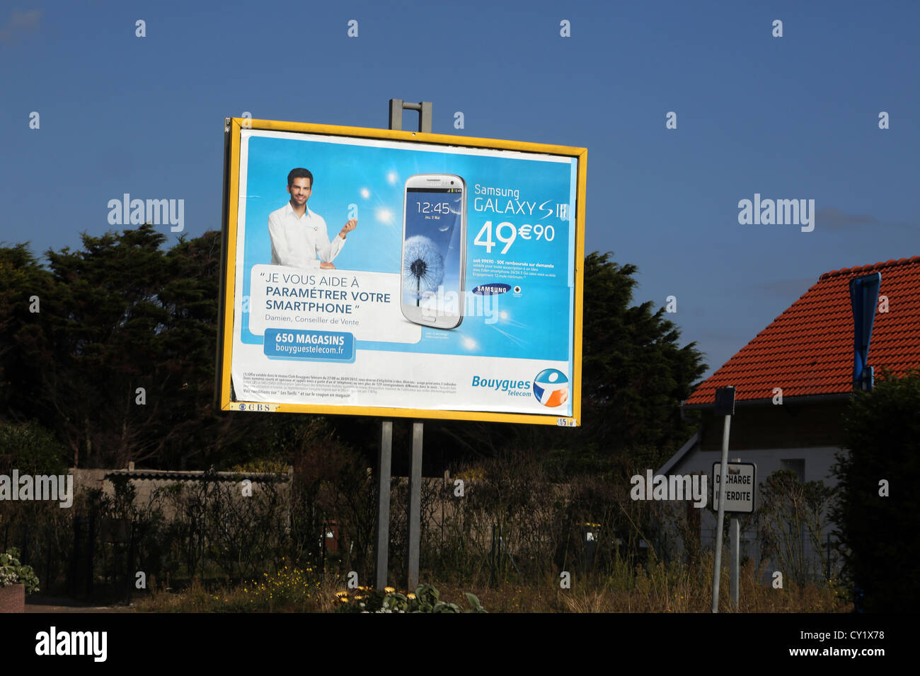 Côte d ' Opale Pas De Calais Frankreich Billboard Werbung Samsung Galaxy SIII Handy Stockfoto