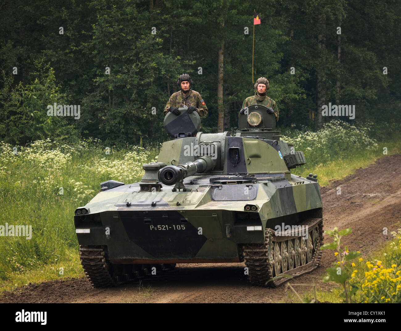 Panzerhaubitze der finnischen Armee. Stockfoto