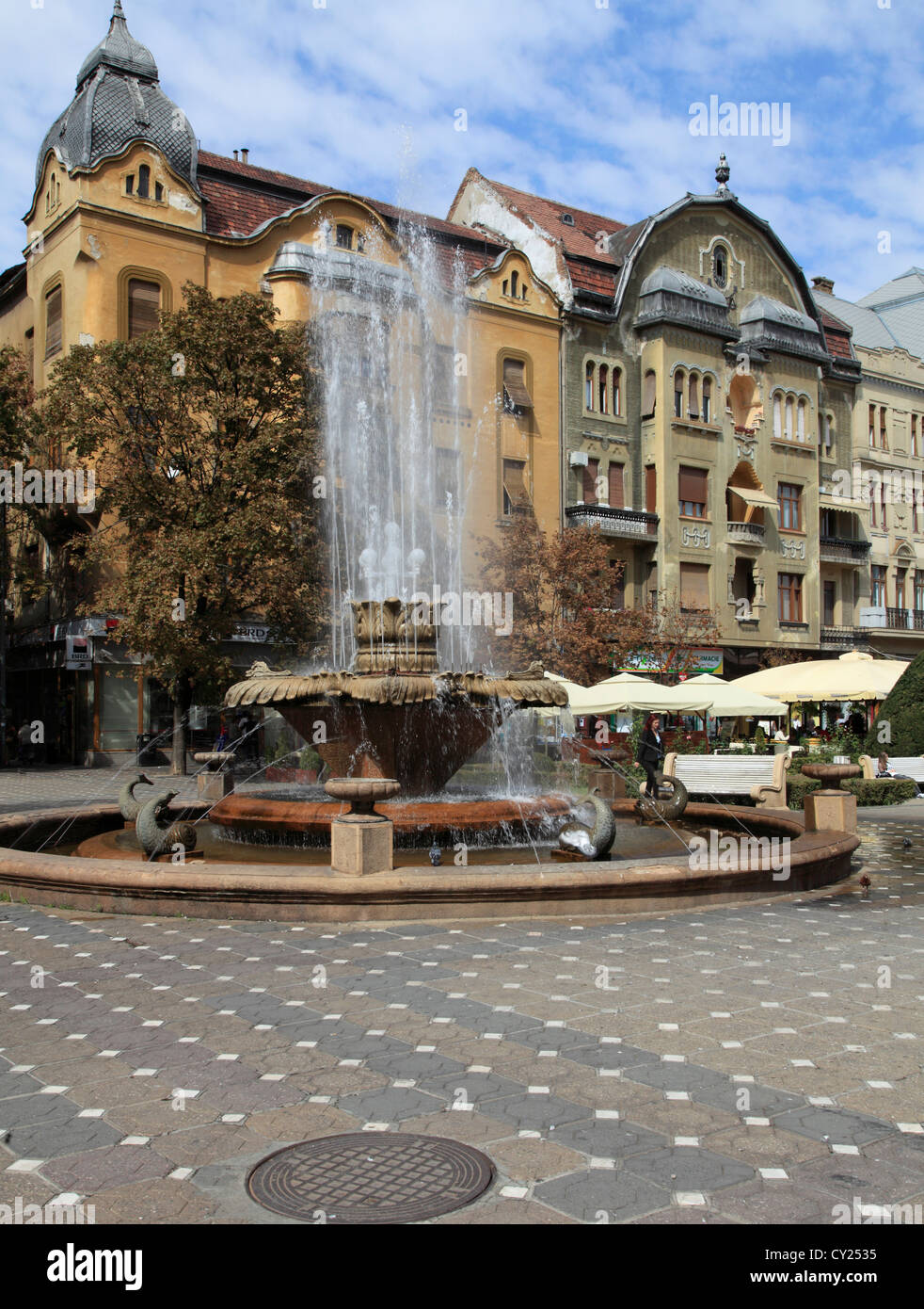 Timisoara, Rumänien, Piata Victoriei, Brunnen, Stockfoto