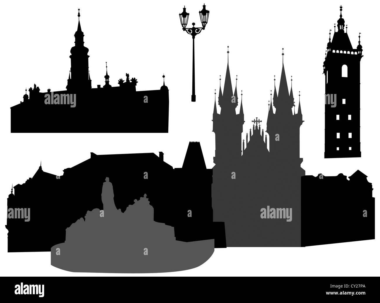 Silhouette der Altstadt in Prag. Stockfoto