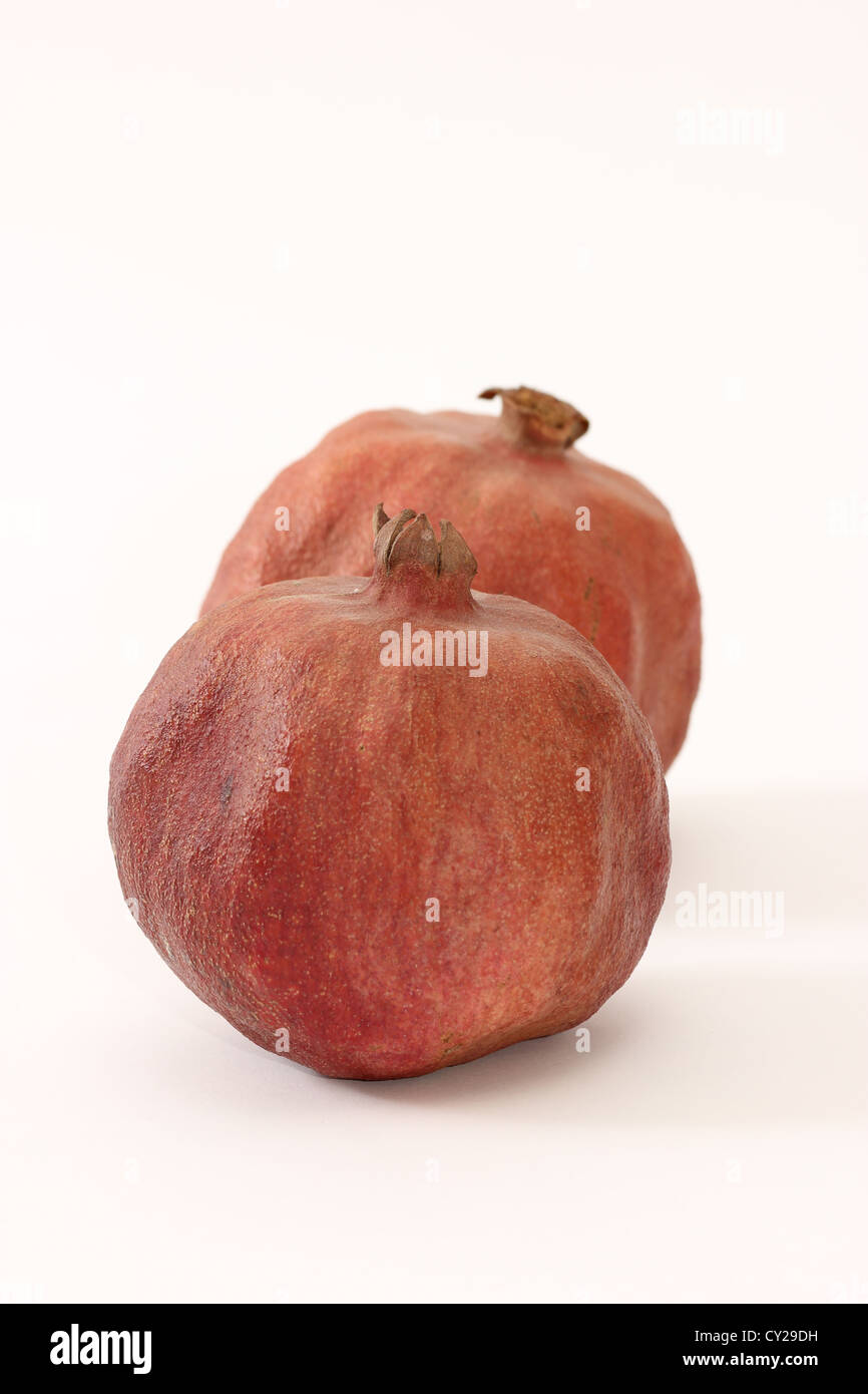 Granatapfel auf einer klaren weißen Hintergrund, Obst, Studio gedreht, Stillleben, photoarkive Stockfoto