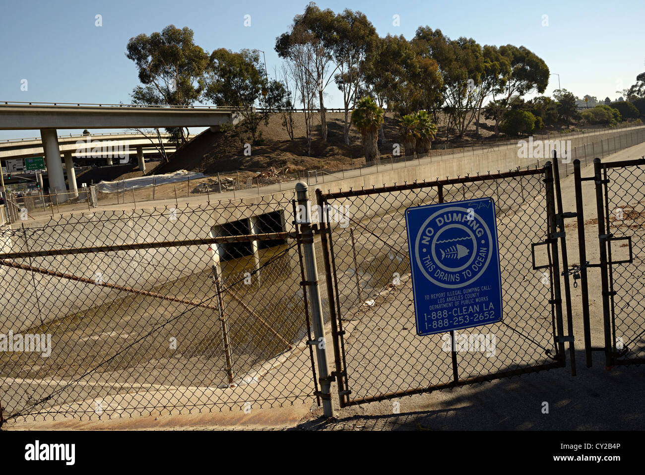 Los Angeles River Warnung Stockfoto