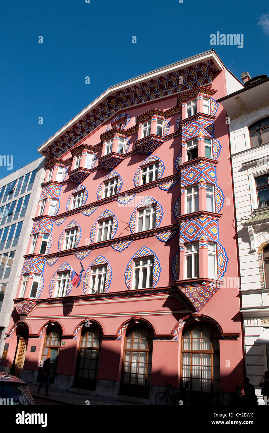 Jugendstil, Kredit Volksbank Bau, Secessionist Architektur, Miklosiceva Cesta, Ljubljana, Slowenien Stockfoto