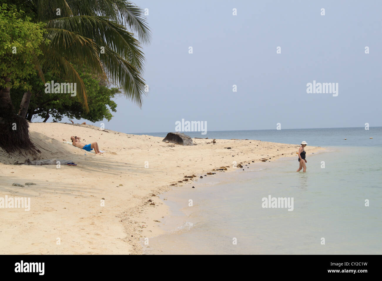 Strand auf Selingan Insel, Sandakan, Sulusee, Turtle Islands Park district, Sabah, Borneo, Malaysia, Südost-Asien Stockfoto