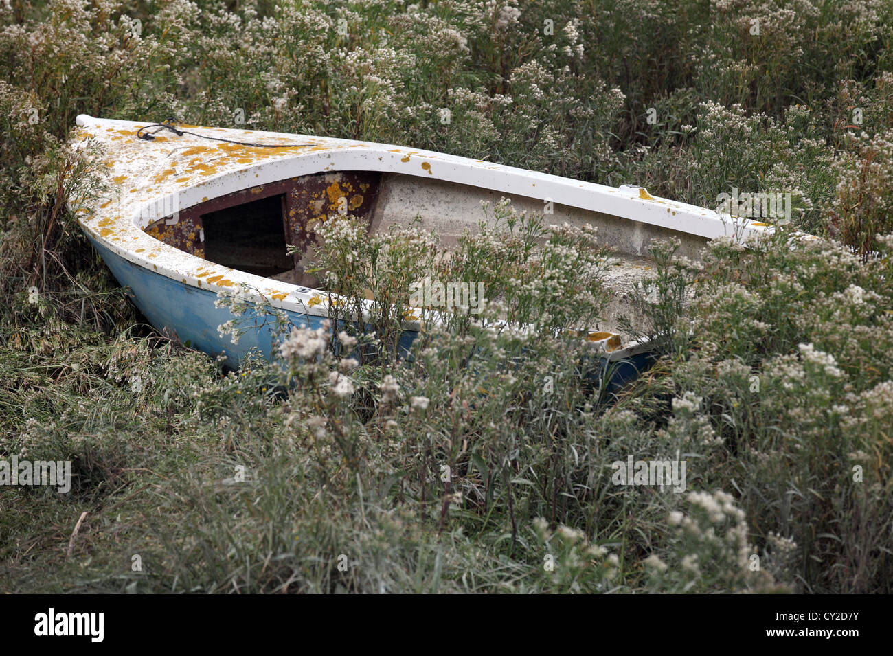Altes Ruderboot, Saint-Valery-Sur-Somme, Picardie, Frankreich Stockfoto