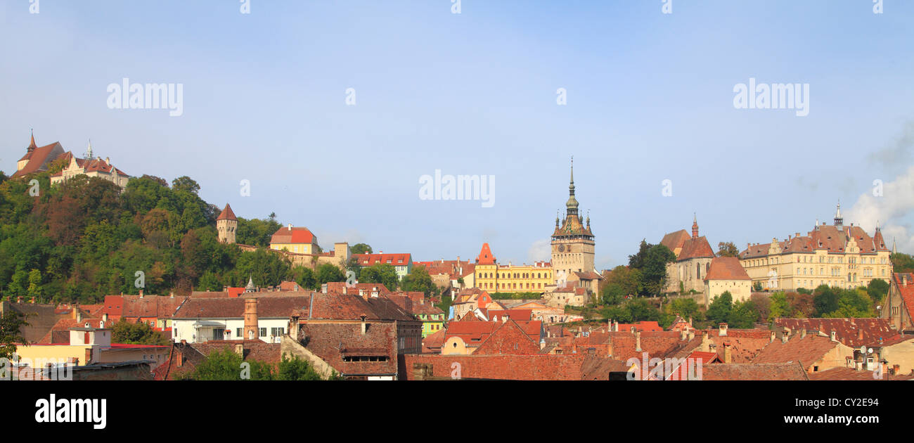 Rumänien, Sighisoara, Skyline, Gesamtansicht, Stockfoto