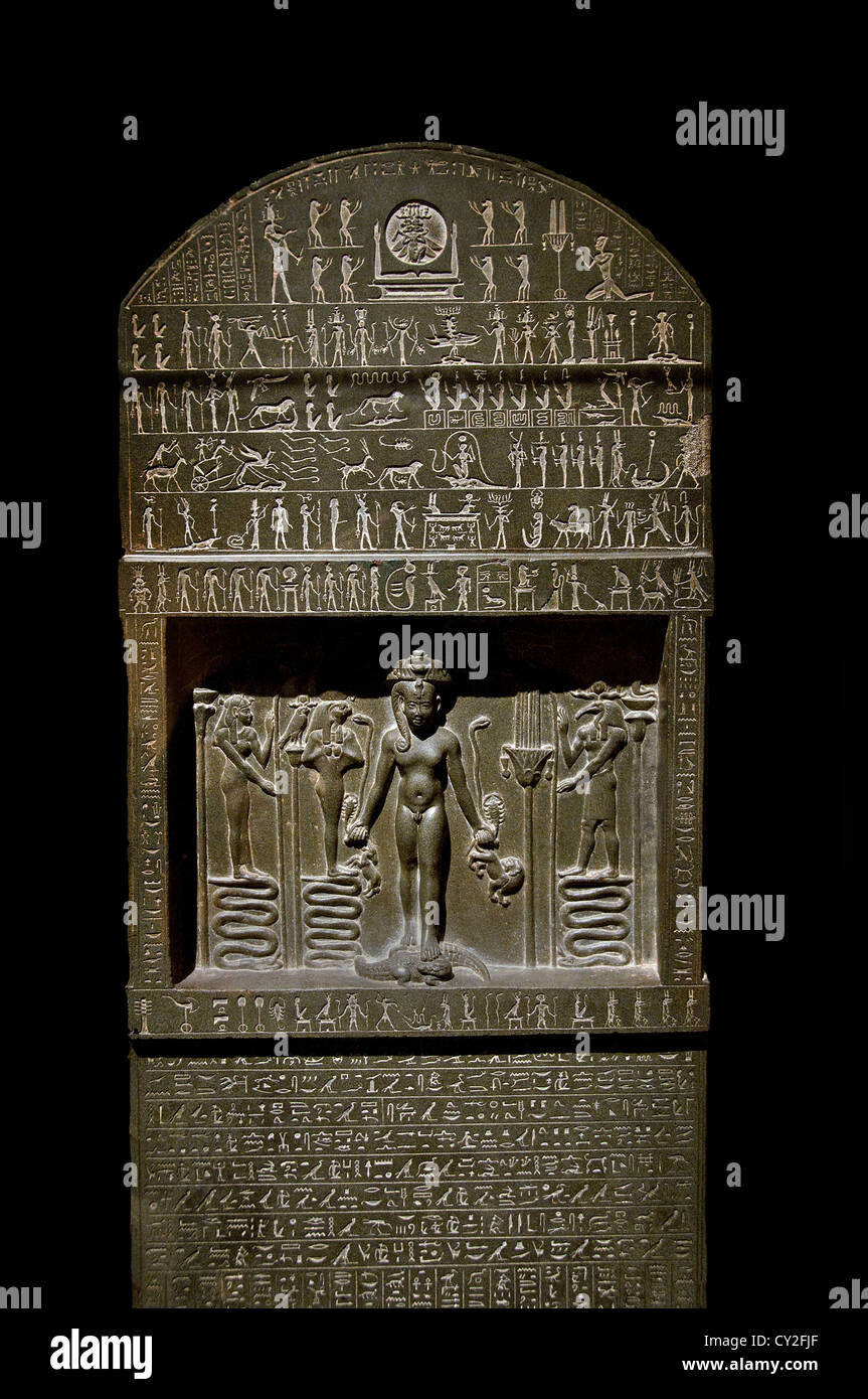 Magische Metternich magische Stela Dynastie 30 Nektanebos II 360 – 343 v. Chr. Ägypten Alexandria 83,5 cm ägyptischen Ägypten Stockfoto