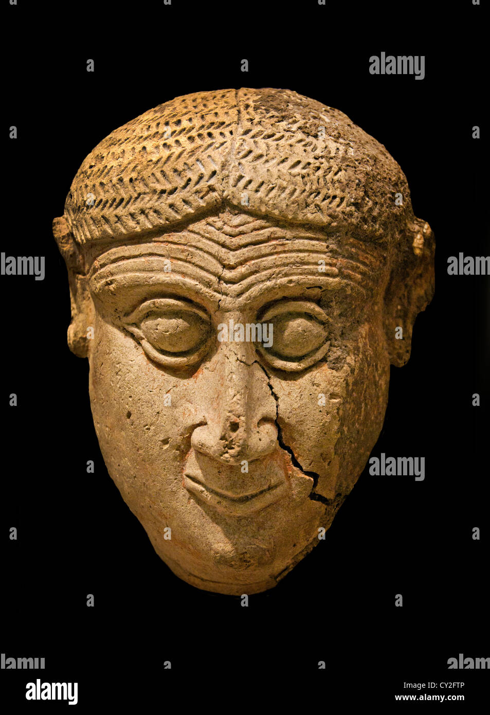 Kopf eines männlichen alten babylonischen 2000 – 1600 BC südlichen Mesopotamien babylonischen Keramik 53 cm Keramik Stockfoto