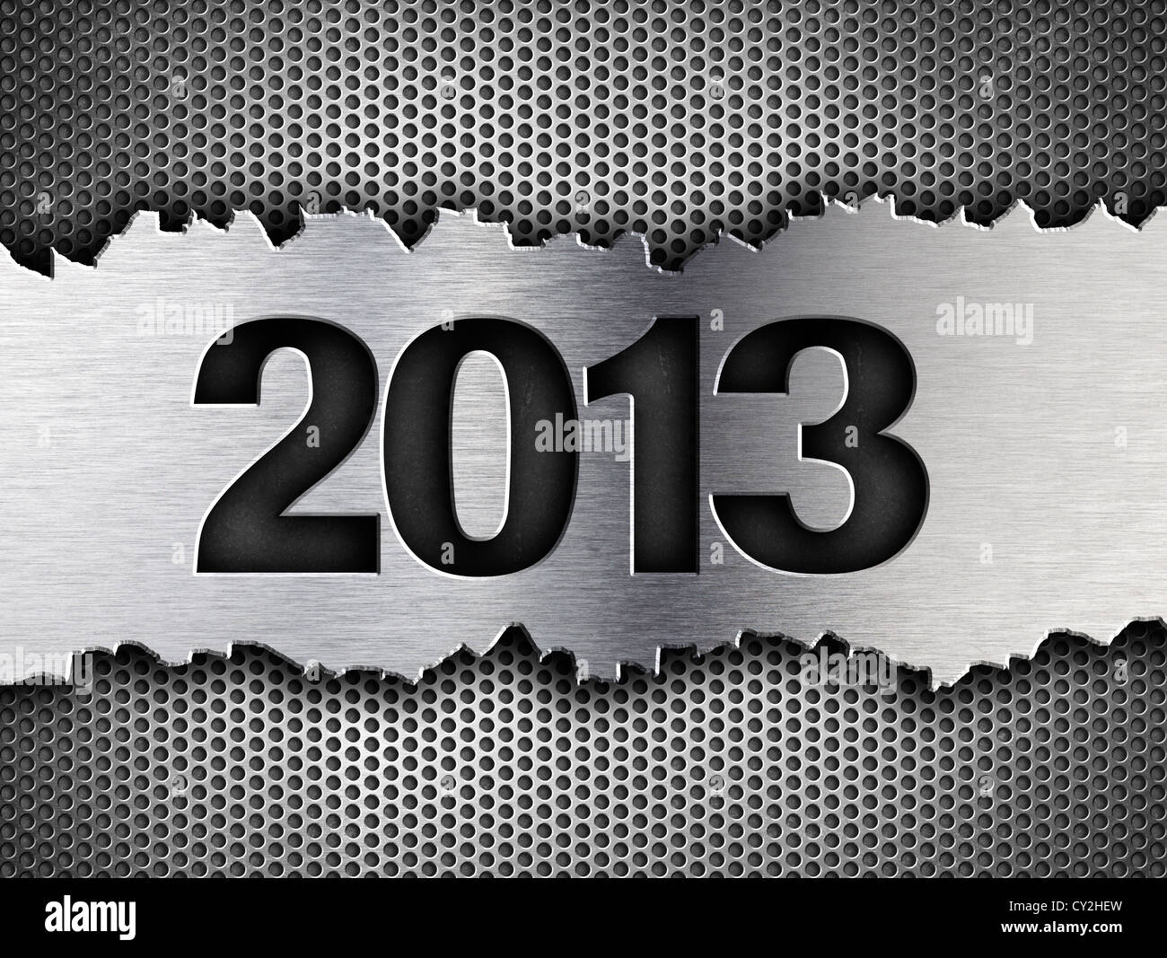 2013 neues Jahr Metall Vorlage Stockfoto