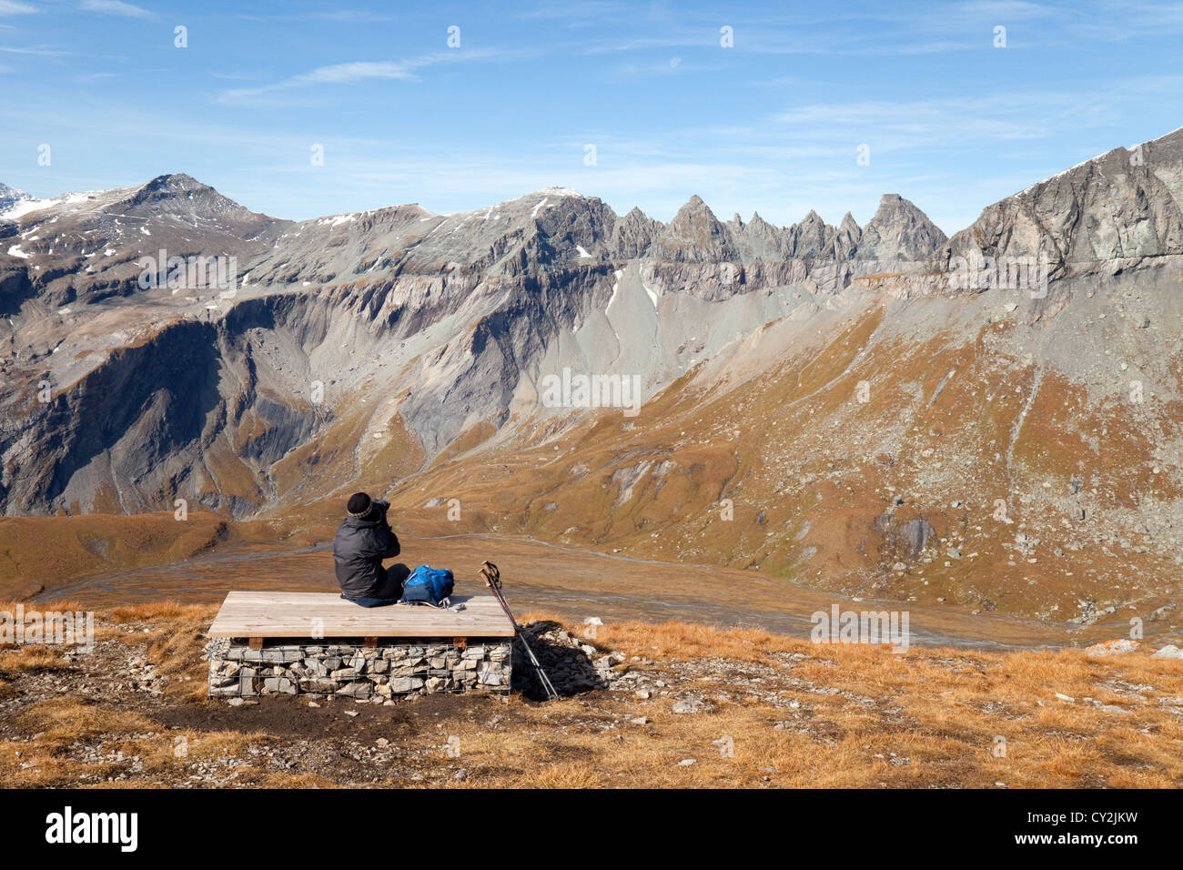 Eine Blick auf die Glarner Walker Schub UNESCO World Heritage Site, Schweizer Alpen bei Flims, Graubünden, Schweiz Stockfoto