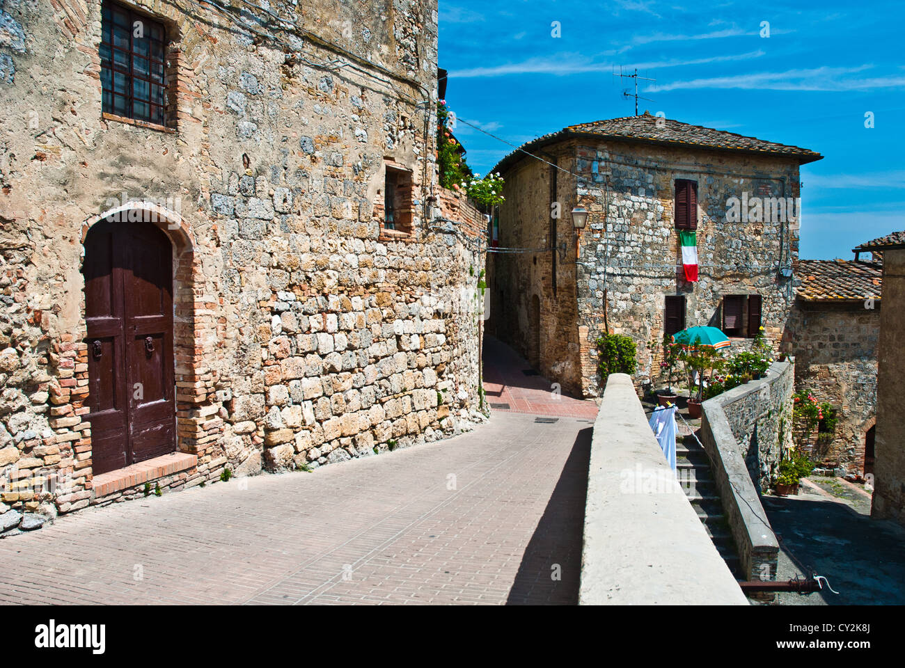 Architektonische Details von San Gimignano in der Toskana-Italien Stockfoto