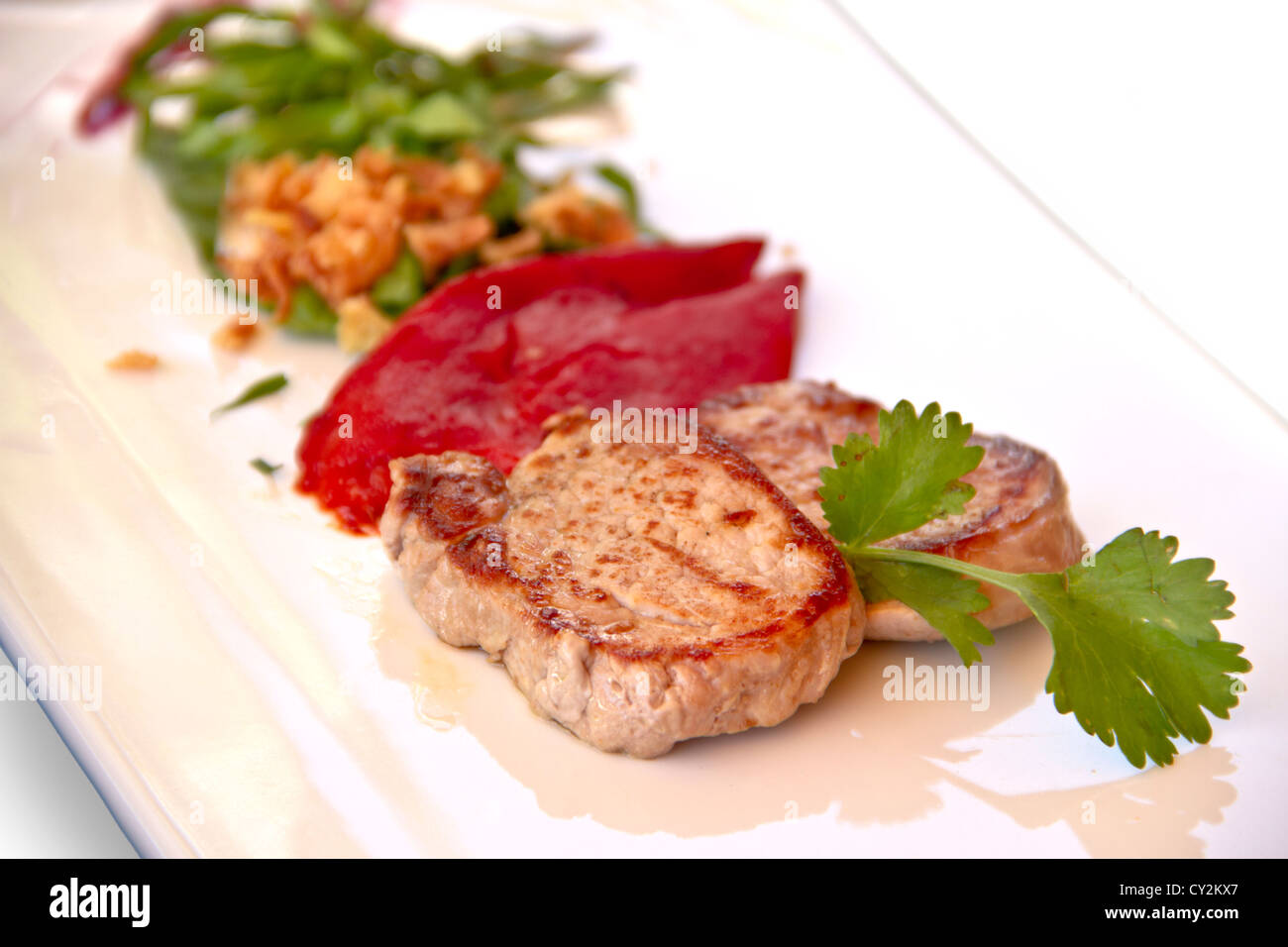 Saftige Rindersteaks mit ine Gemüse. Stockfoto