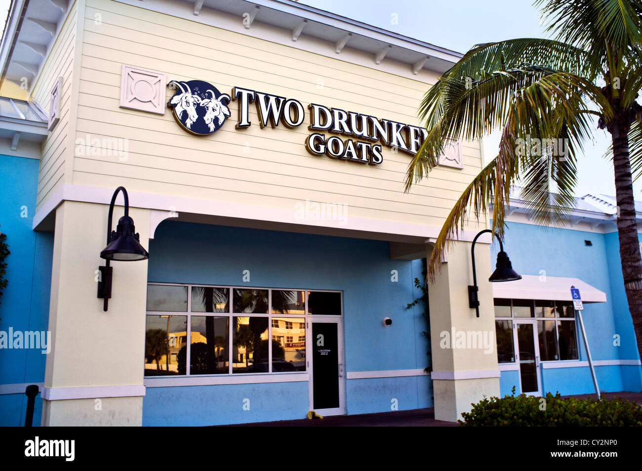 Palm Beach Restaurant bar "Zwei betrunkene Ziegen" 2509 N Ocean Dr. Singer Island, Palm Beach Florida 33404 Stockfoto
