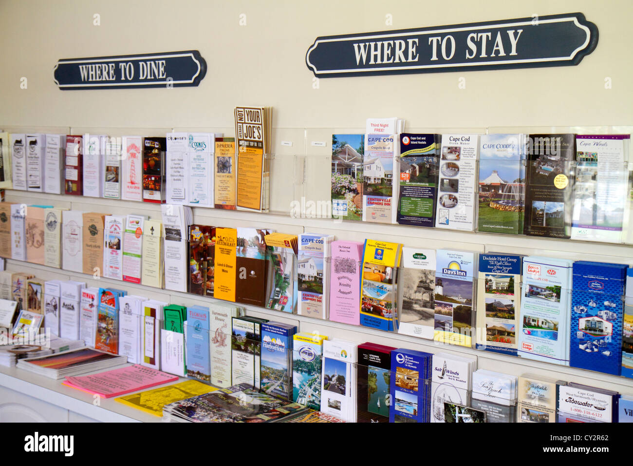 Cape Cod Massachusetts, Hyannis, Main Street, John F. Kennedy Hyannis Museum, JFK, Broschüren Broschüren Ordner Broschüren Broschüren Informationen, wo t Stockfoto